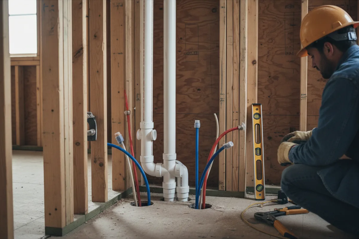 Drain and supply rough-in during Leak Detection in Calistoga