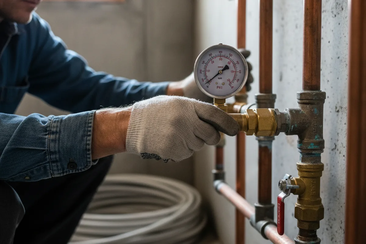 Pressure testing a repaired line during Water Line Repair in Calistoga